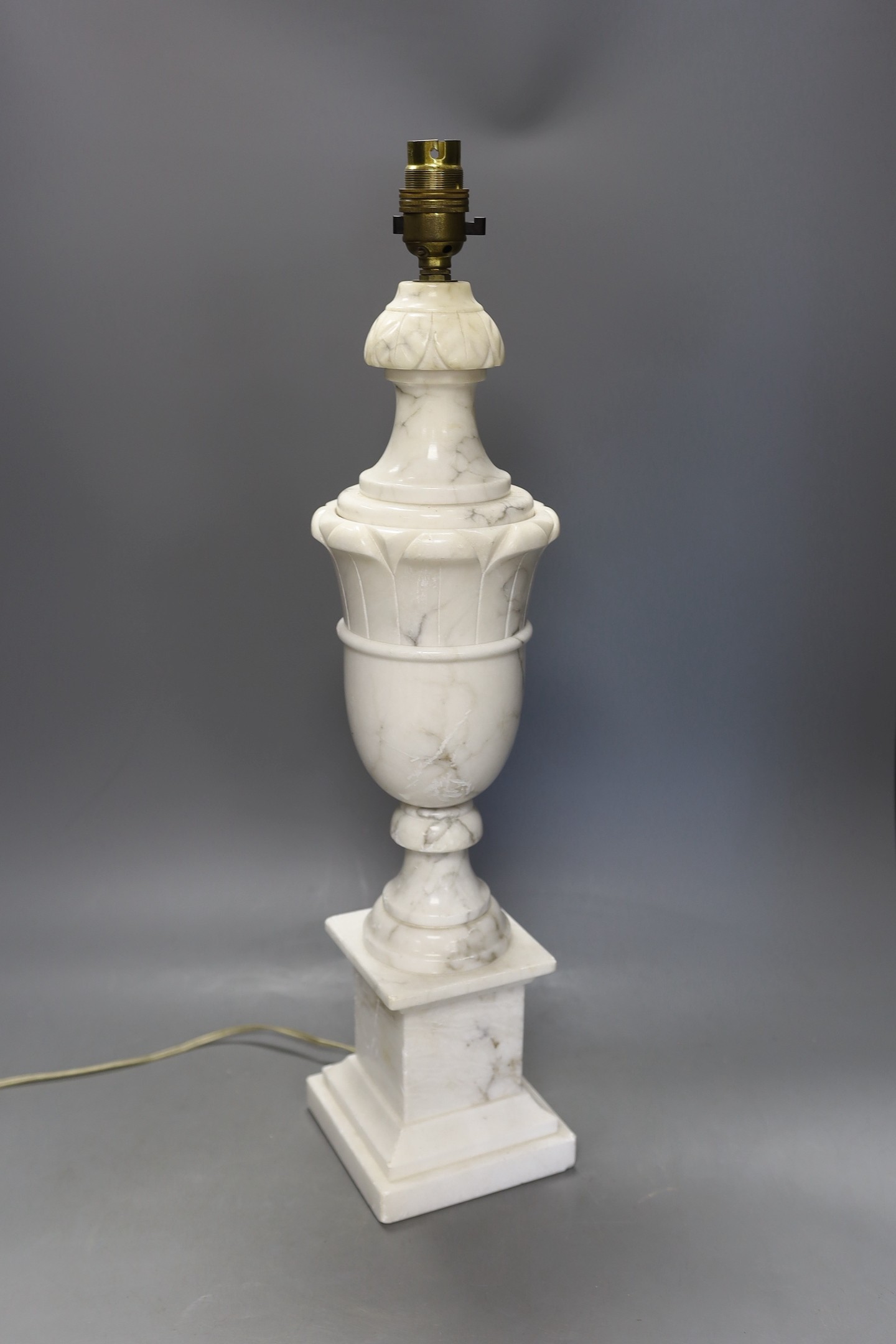 A white marble desk lamp, 47cm